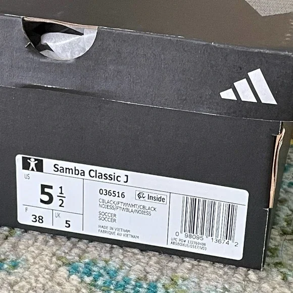 Adidas Samba Classic Leather Sneakers Black White Light Brown WOMEN'S 6.5 - Picture 9 of 11